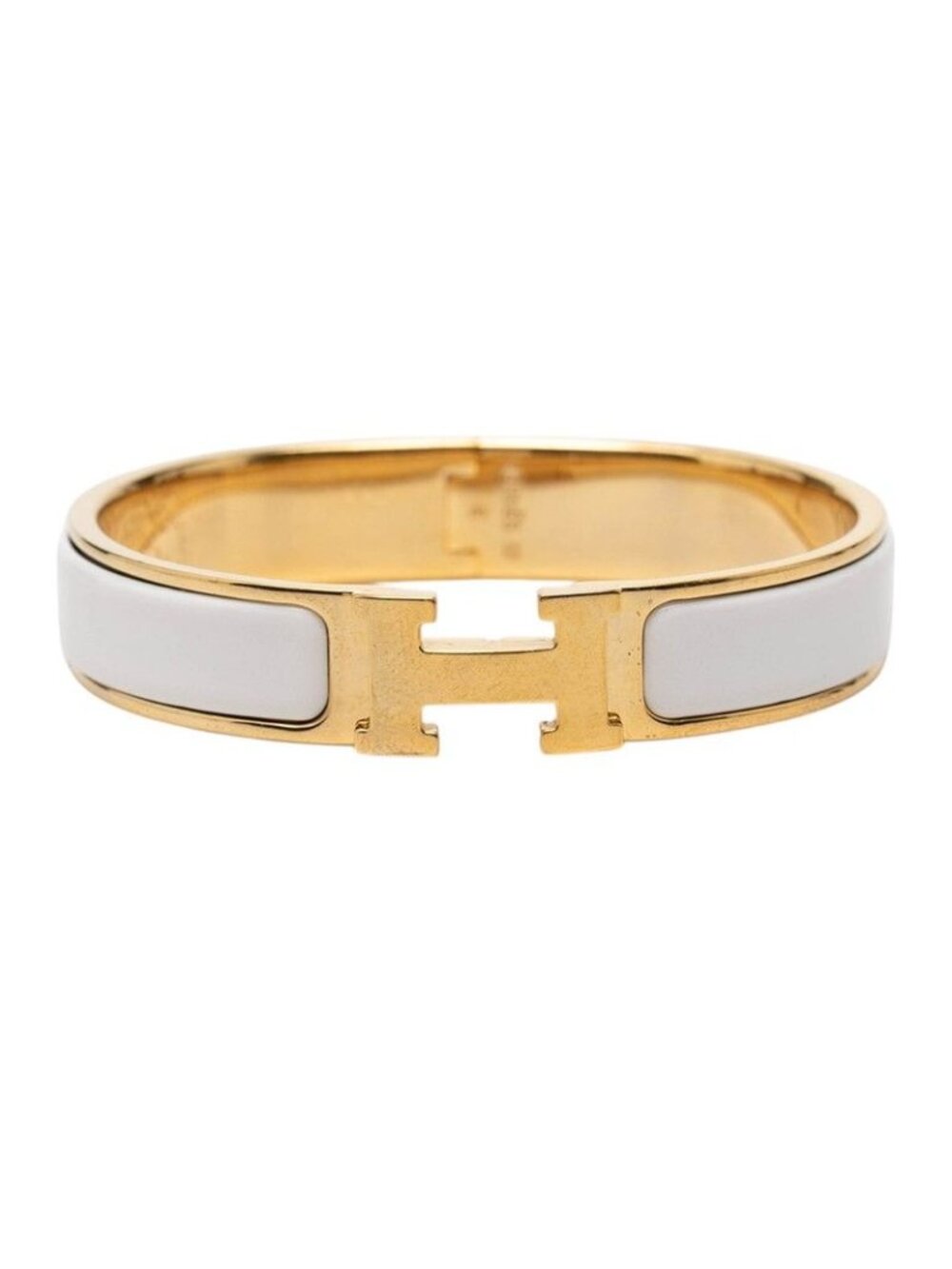 Hermes Click PM Bracelet Gold White Plated Enamel